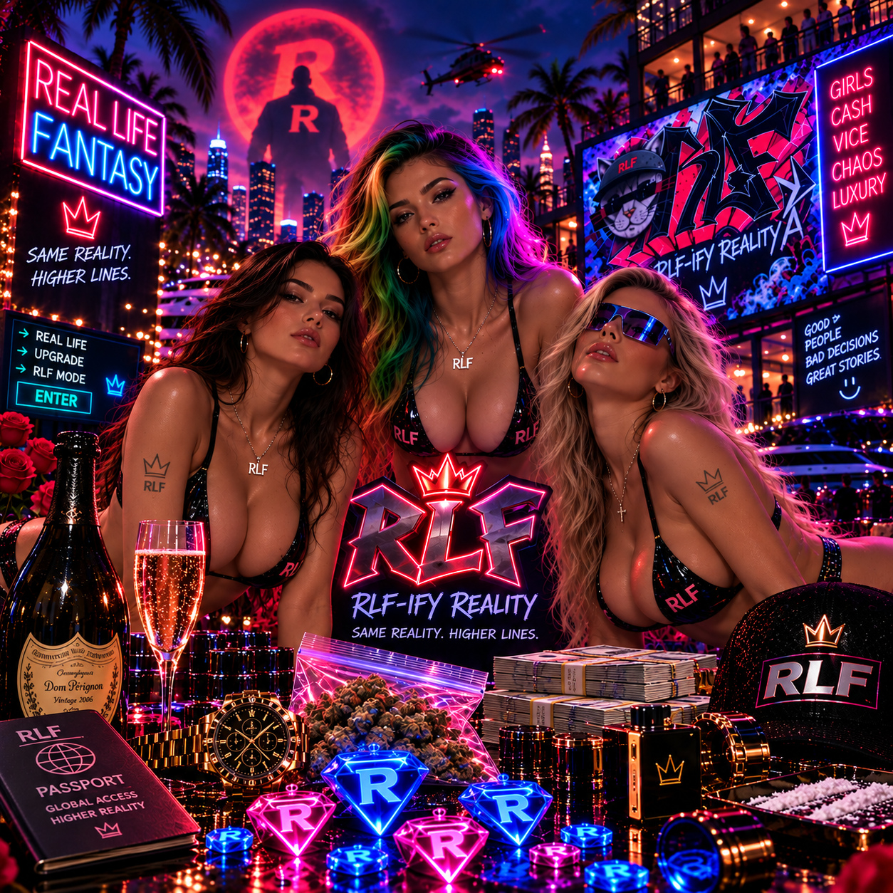RLF lounge: champagne, cash, nightlife and a neon coastal city